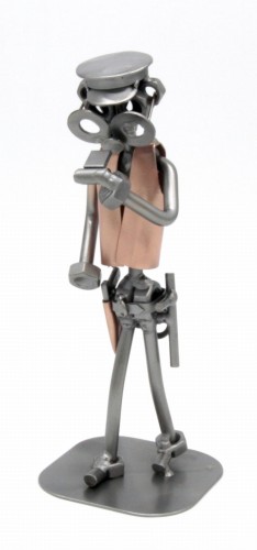 FIGURKA Z METALU - POLICJANT Z GWIZDKIEM