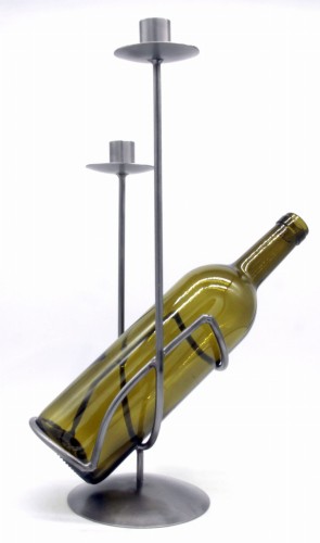 STOJAK NA WINO METALOWY ZE ŚWIECZNIKIEM