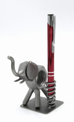 FIGURKA Z METALU - SŁOŃ + UCHWYT NA DŁUGOPIS