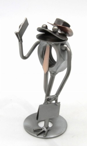 ŻABA BIZNESMEN- FIGURKA Z METALU   