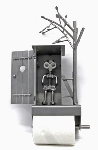 FIGURKA Z METALU - WC  DOMEK Z ROLKĄ NA PAPIER