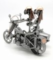 FIGURKA Z METALU - MOTOR CHOPPER 2 OSOBY Z WÓZKIEM BOCZNYM I PSEM - zdjęcie 6