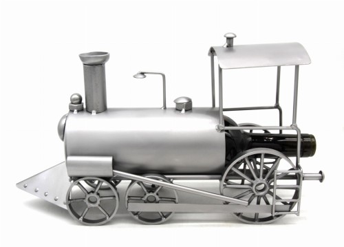 FIGURKA Z METALU - LOKOMOTYWA STOJAK NA WINO - POCIĄG
