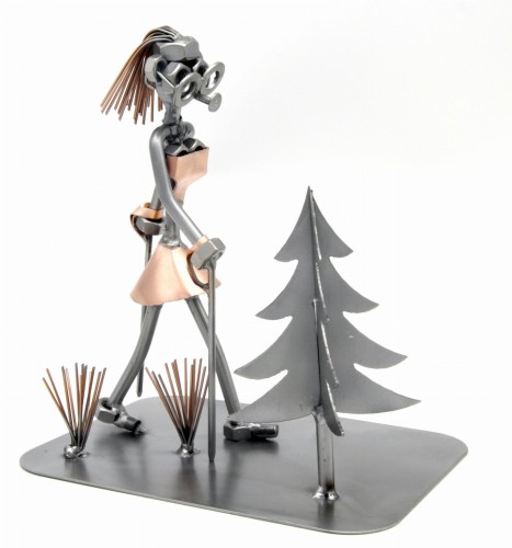 FIGURKA Z METALU - NORDIC WALKING Z CHOINKĄ - KOBIETA