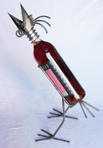 STOJAK NA WINO METALOWY - FIGURKA KOGUT